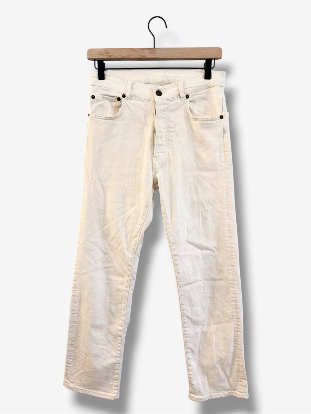 6397 495 Jeans Vintage White Size 24 Straight Leg Button Fly Made in Italy